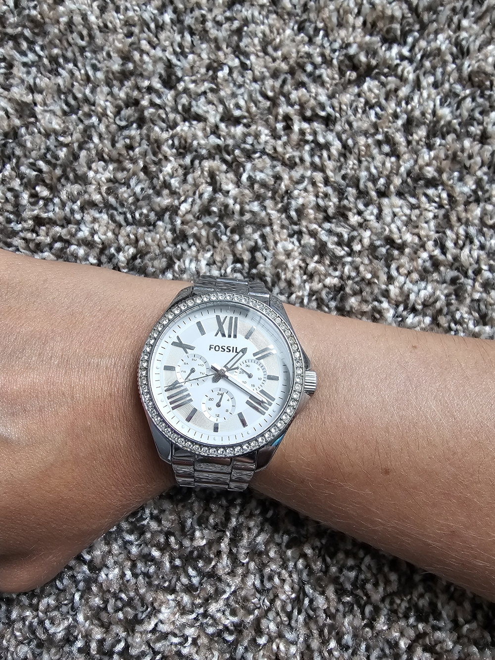 Fossil Silver Crystal-Trim Stainless Steel Watch